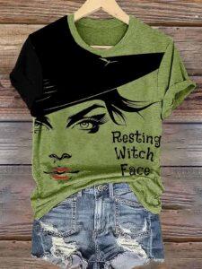 Women’s Resting Witch Face Halloween Print Shirt Women’s Resting Witch Face Halloween Print Shirt