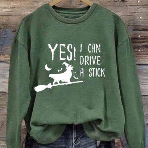 Women's Witchy Dog Yes I Can Drive A Stick Print Shirt 1 Women's Witchy Dog Yes I Can Drive A Stick Print Shirt