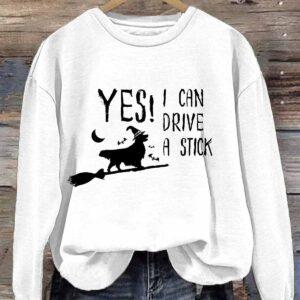 Women's Witchy Dog Yes I Can Drive A Stick Print Shirt 2 Women's Witchy Dog Yes I Can Drive A Stick Print Shirt