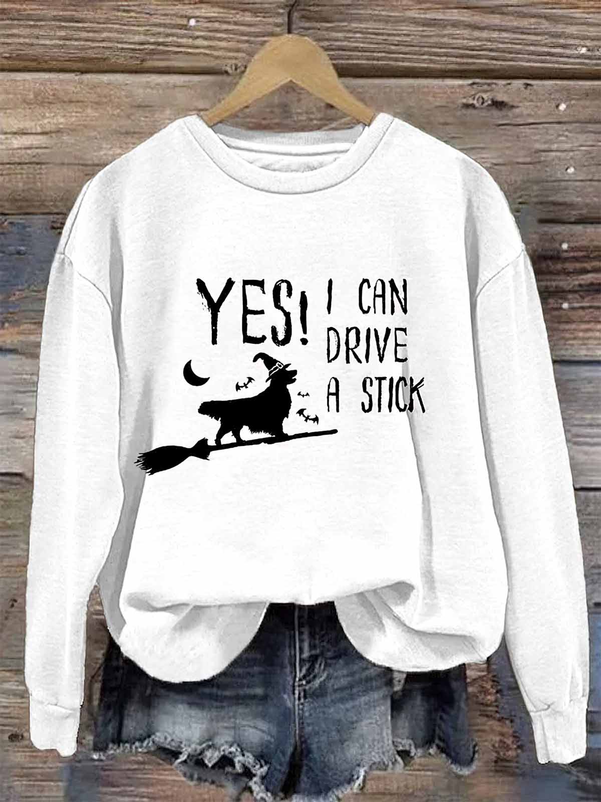 Women’s Witchy Dog Yes I Can Drive A Stick Print Shirt Women’s Witchy Dog Yes I Can Drive A Stick Print Shirt