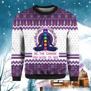 Yoga Be The Change Christmas Sweater Yoga Be The Change Christmas Sweater