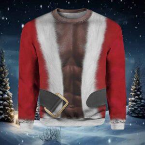 African Black Santa With Muscle Christmas Ugly Sweatshirt