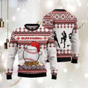 Baseball Santa Hat Ugly Christmas Sweater