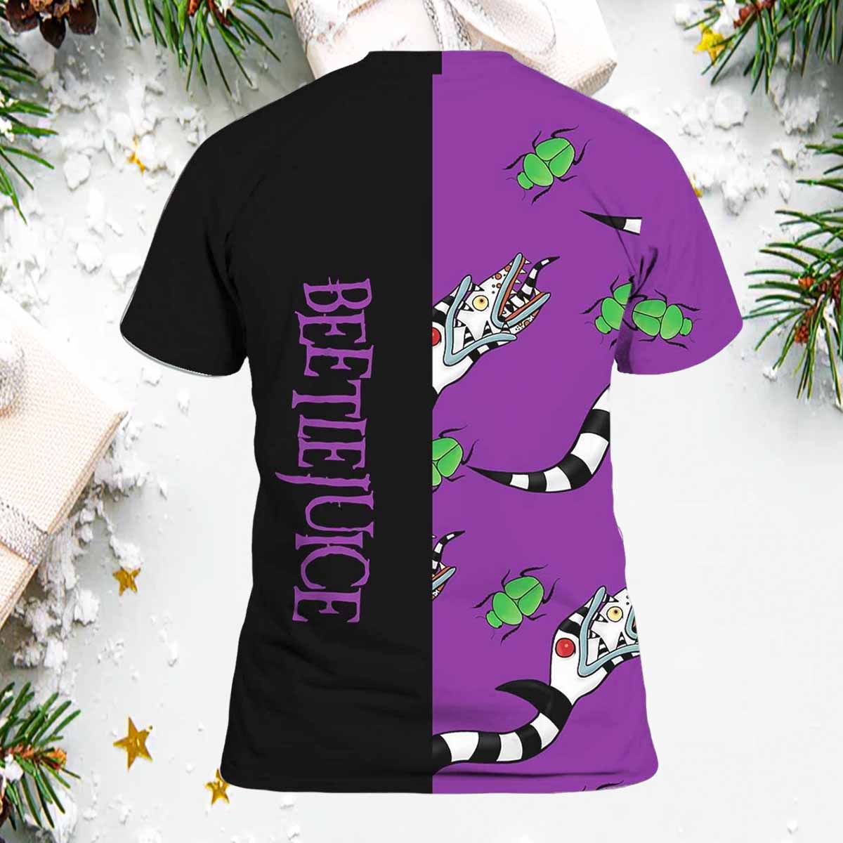 Beetlejuice Halloween Horror Movie Inspired Contrast Color V-Neck T-Shirt Beetlejuice Halloween Horror Movie Inspired Contrast Color V-Neck T-Shirt
