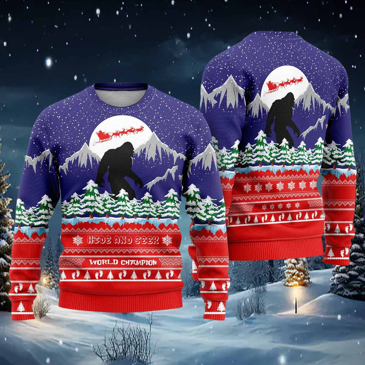 Bigfoot Merry Ugly Christmas Sweater Bigfoot Merry Ugly Christmas Sweater