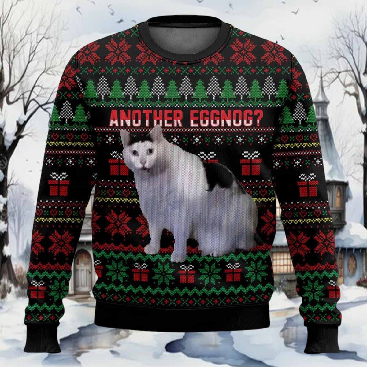 Cat Another Eggnog Ugly Christmas Sweater Cat Another Eggnog Ugly Christmas Sweater