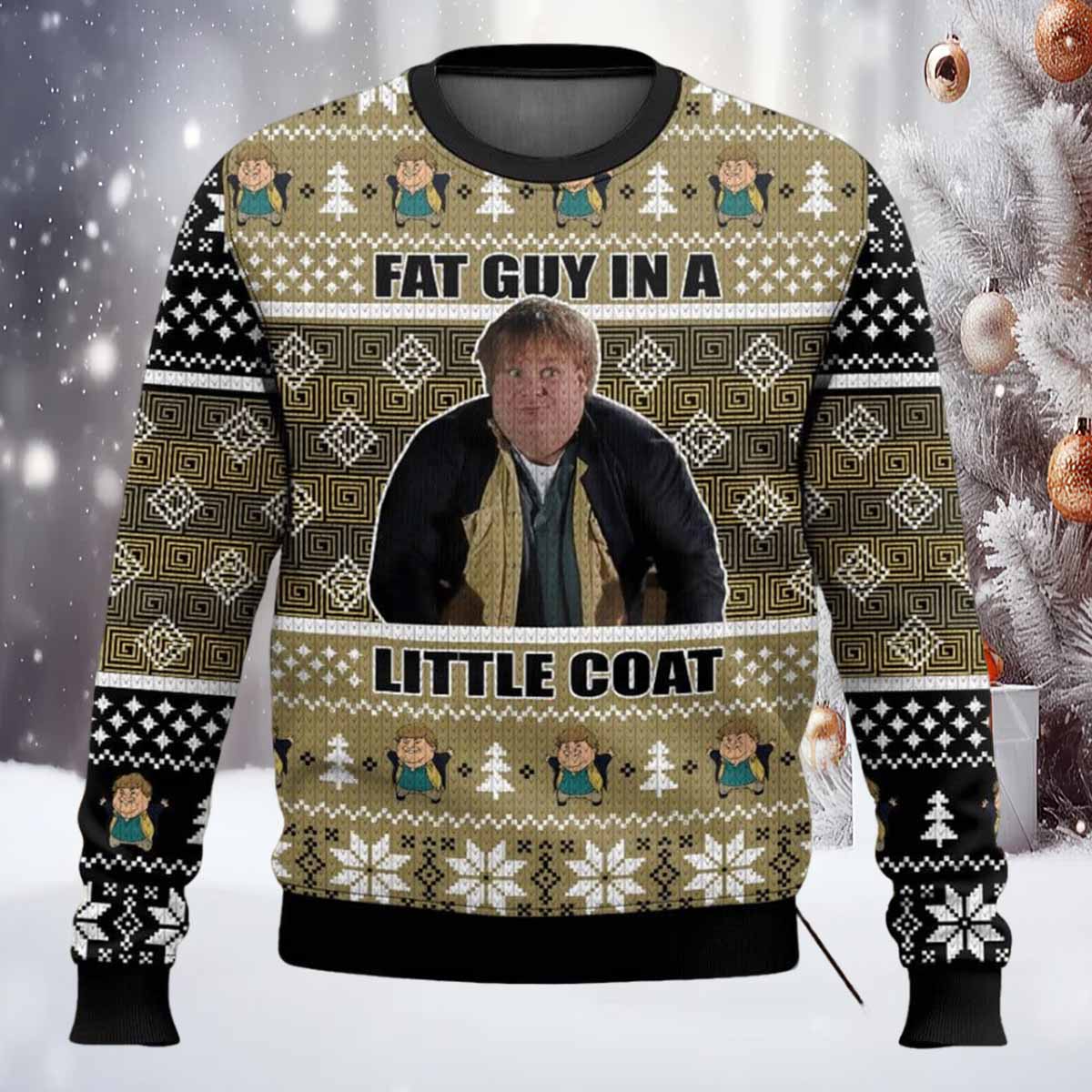 Chris Farley Fat Guy In A Little Coat Ugly Christmas Sweater Chris Farley Fat Guy In A Little Coat Ugly Christmas Sweater