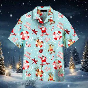 Christmas In July Cool Santa Reindeer Summer Beach Hawaiian Shirt