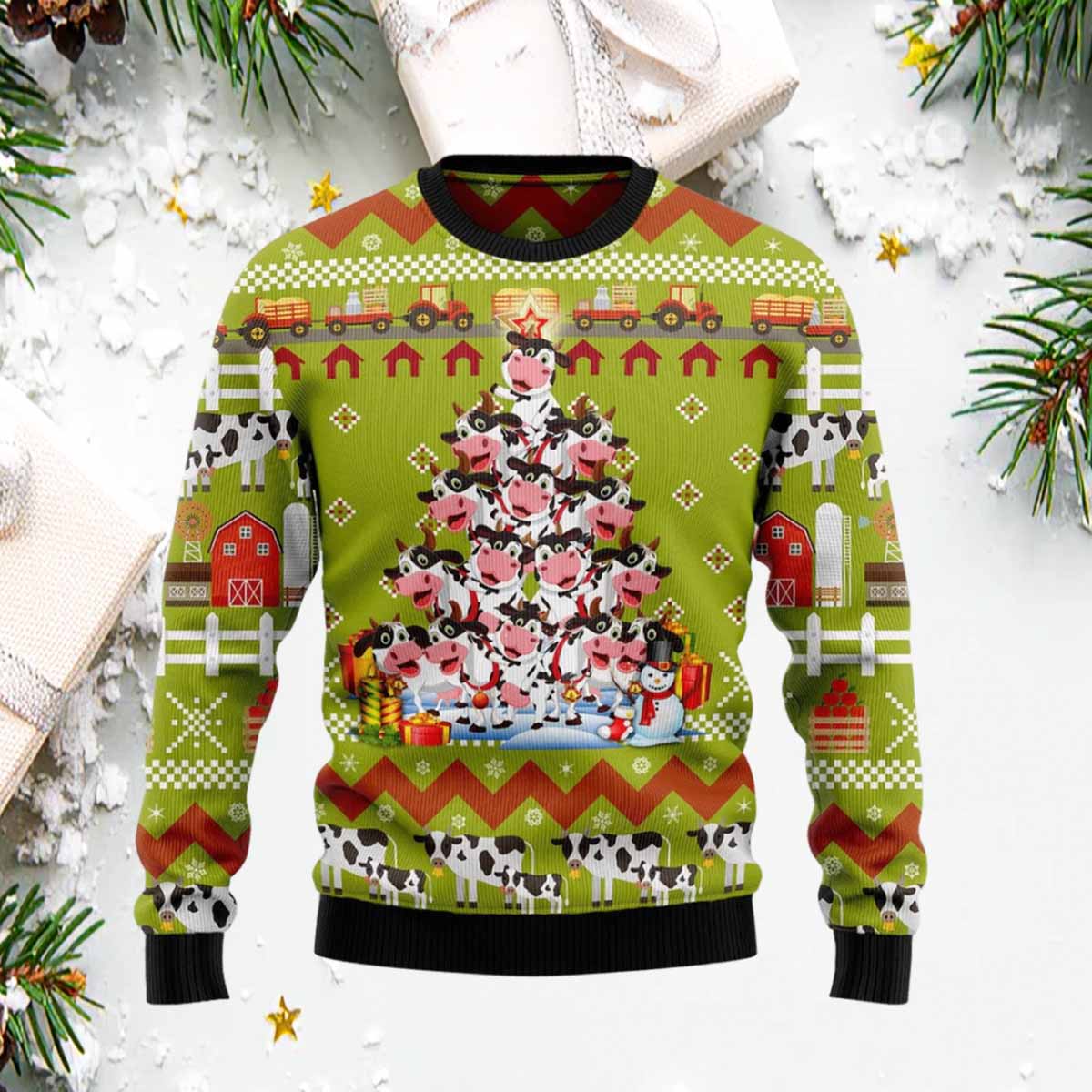 Cow Pine Tree Ugly Christmas Sweater Cow Pine Tree Ugly Christmas Sweater
