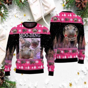 Cute Thai Baby Hippo Moo Deng Ugly Christmas Sweater Cute Thai Baby Hippo Moo Deng Ugly Christmas Sweater