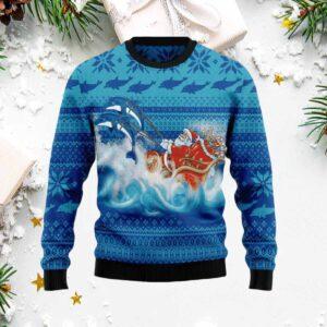 Dolphin Riding The Waves With Santa Ugly Christmas Sweater Dolphin Riding The Waves With Santa Ugly Christmas Sweater