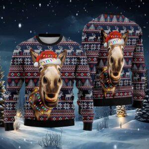 Donkey Funny Colorful Light Christmas Sweaters Donkey Funny Colorful Light Christmas Sweaters