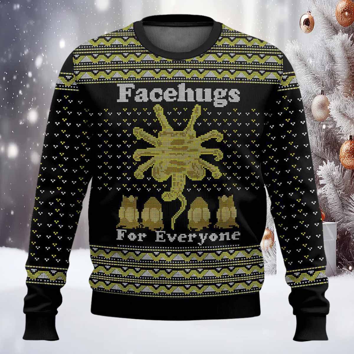 Face Hugs For Everyone Alien Ugly Sweater Face Hugs For Everyone Alien Ugly Sweater