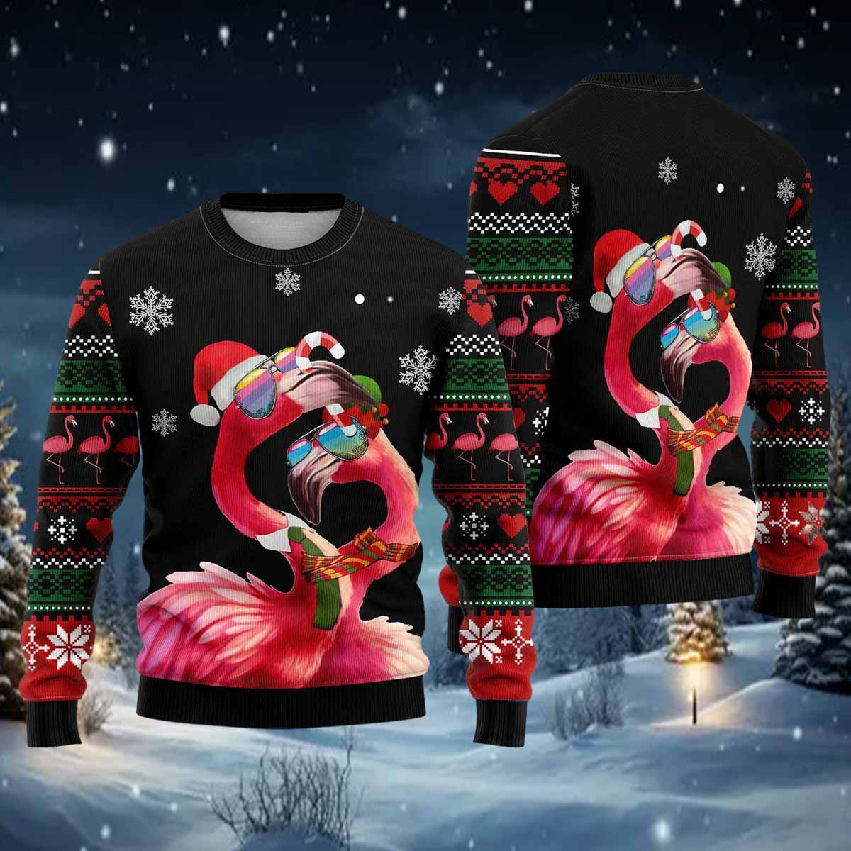Flamingo Couple Ugly Christmas Sweater Flamingo Couple Ugly Christmas Sweater