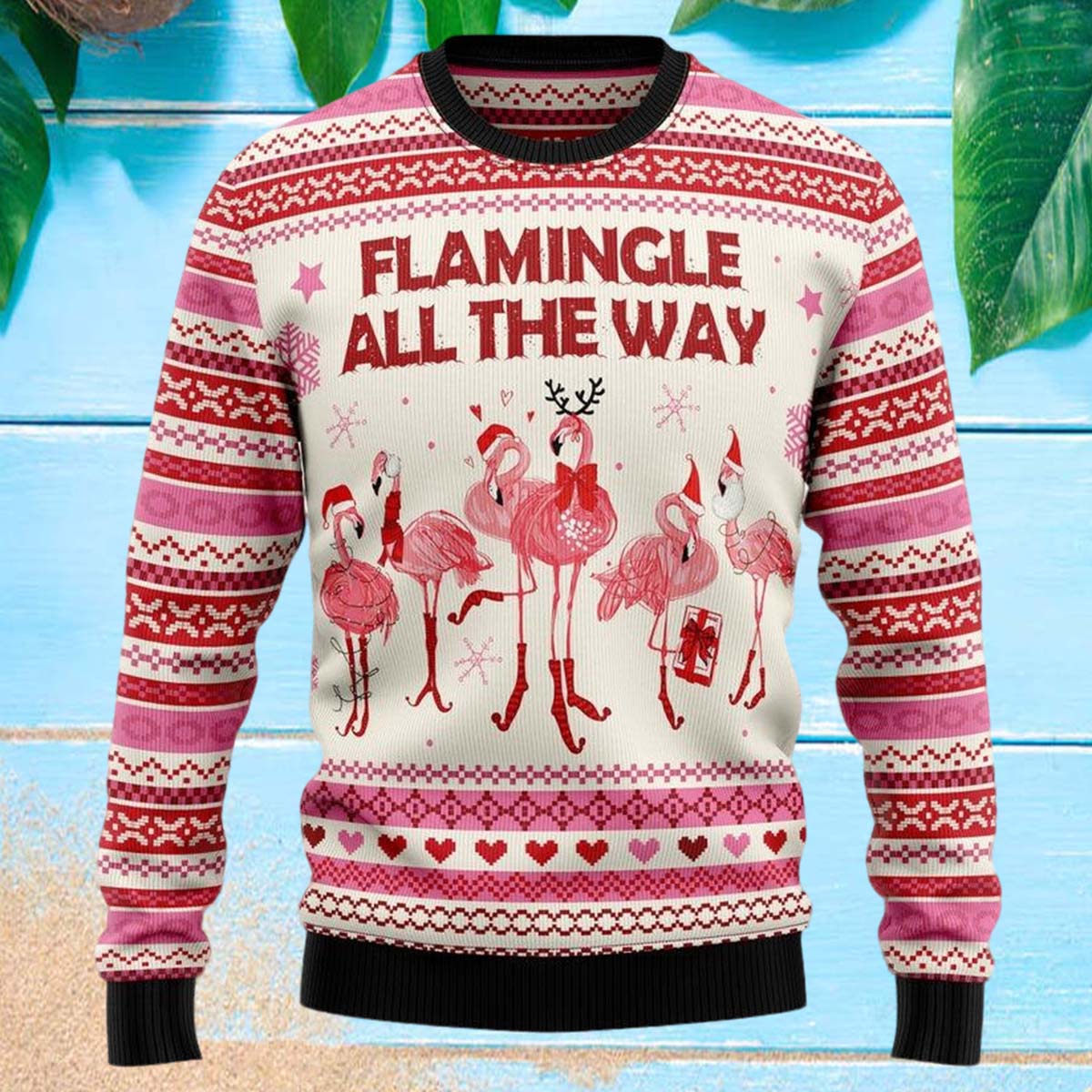 Flamingo Flamingle All The Ways Pink Christmas Sweater Flamingo Flamingle All The Ways Pink Christmas Sweater