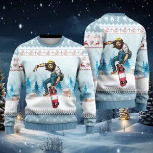 Funny Christian Skateboarding Ugly Christmas Sweater Funny Christian Skateboarding Ugly Christmas Sweater