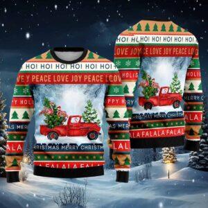Funny Flamingo With Red Truck Christmas Holiday Ugly Christmas Sweater Funny Flamingo With Red Truck Christmas Holiday Ugly Christmas Sweater