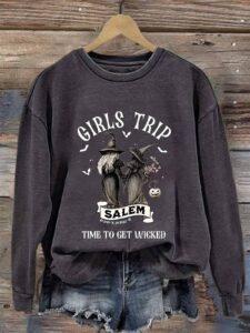Girls Trip Salem Time To Get Wicked Halloween Sweatshirt