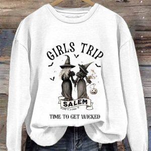 Girls Trip Salem Time To Get Wicked Halloween Sweatshirt 1 Girls Trip Salem Time To Get Wicked Halloween Shirt