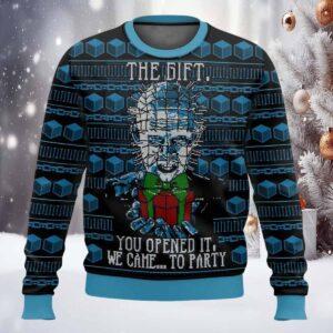 Hellraiser The Gift You Opend It We Came To Party Ugly Christmas Sweater Hellraiser The Gift You Opend It We Came To Party Ugly Christmas Sweater