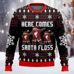 Here Comes Santa Floss Santa Claus Ugly Sweater Here Comes Santa Floss Santa Claus Ugly Sweater