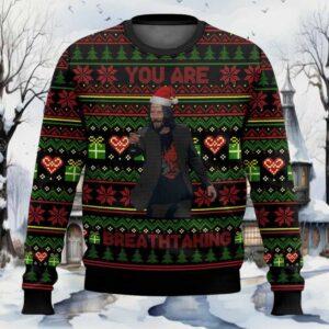 Keanu Reeves You Are Breathtaking Ugly Christmas Sweater