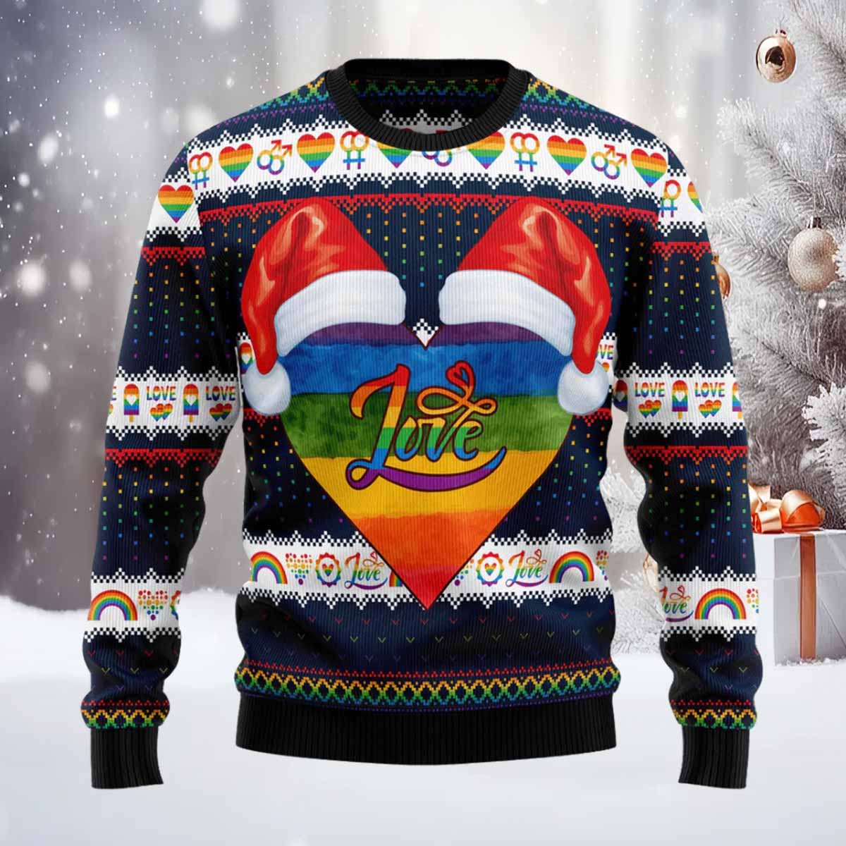 LGBT Heart Ugly Christmas Sweater LGBT Heart Ugly Christmas Sweater