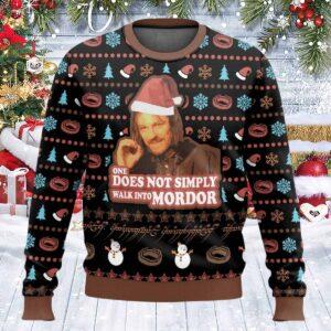 Lord of the Rings One Does Not Simply Walk Into Mordor Ugly Christmas Sweater