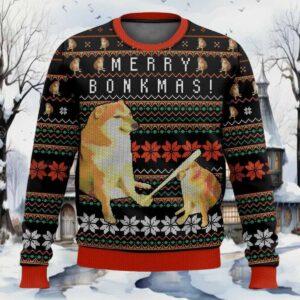 Merry Bonkmas Dog Meme Ugly Christmas Sweater