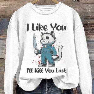 Michael Myers Cat I Like You I'll Kll You Last Halloween Shirt