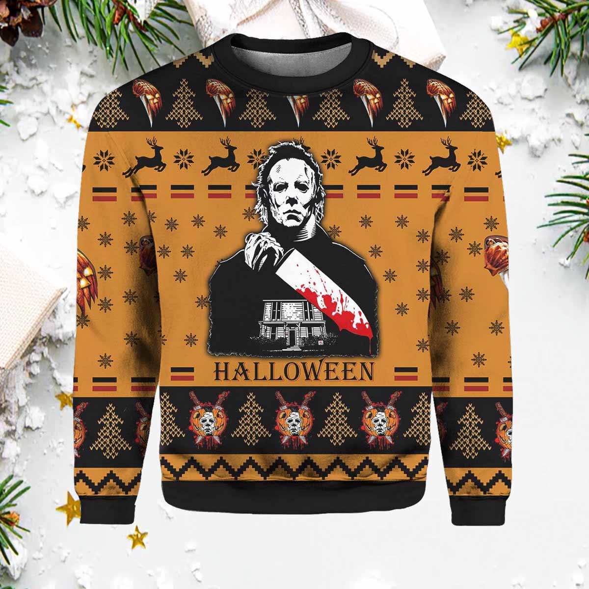 Michael Myers You Can’t Kill The Boogeyman Ugly Christmas Sweater Michael Myers You Cant Kill The Boogeyman Ugly Christmas Sweater