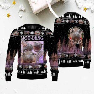 Moo Deng Bouncy Pig In Thai Ugly Christmas Sweater Moo Deng Bouncy Pig In Thai Ugly Christmas Sweater