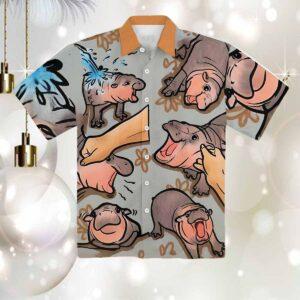 Moo Deng Cute Baby Hippo Hawaiian Shirt Moo Deng Cute Baby Hippo Hawaiian Shirt