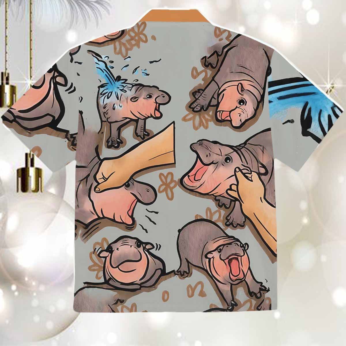 Moo Deng Cute Baby Hippo Hawaiian Shirt Moo Deng Cute Baby Hippo Hawaiian Shirt