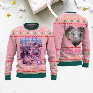 Moo Deng I Love You Ugly Christmas Sweater