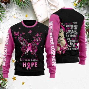 Never Lose Hope Breast Cancer Warrior Christmas Ugly Sweater