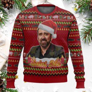 Nicolas Cage Saint Nic Ugly Christmas Sweater