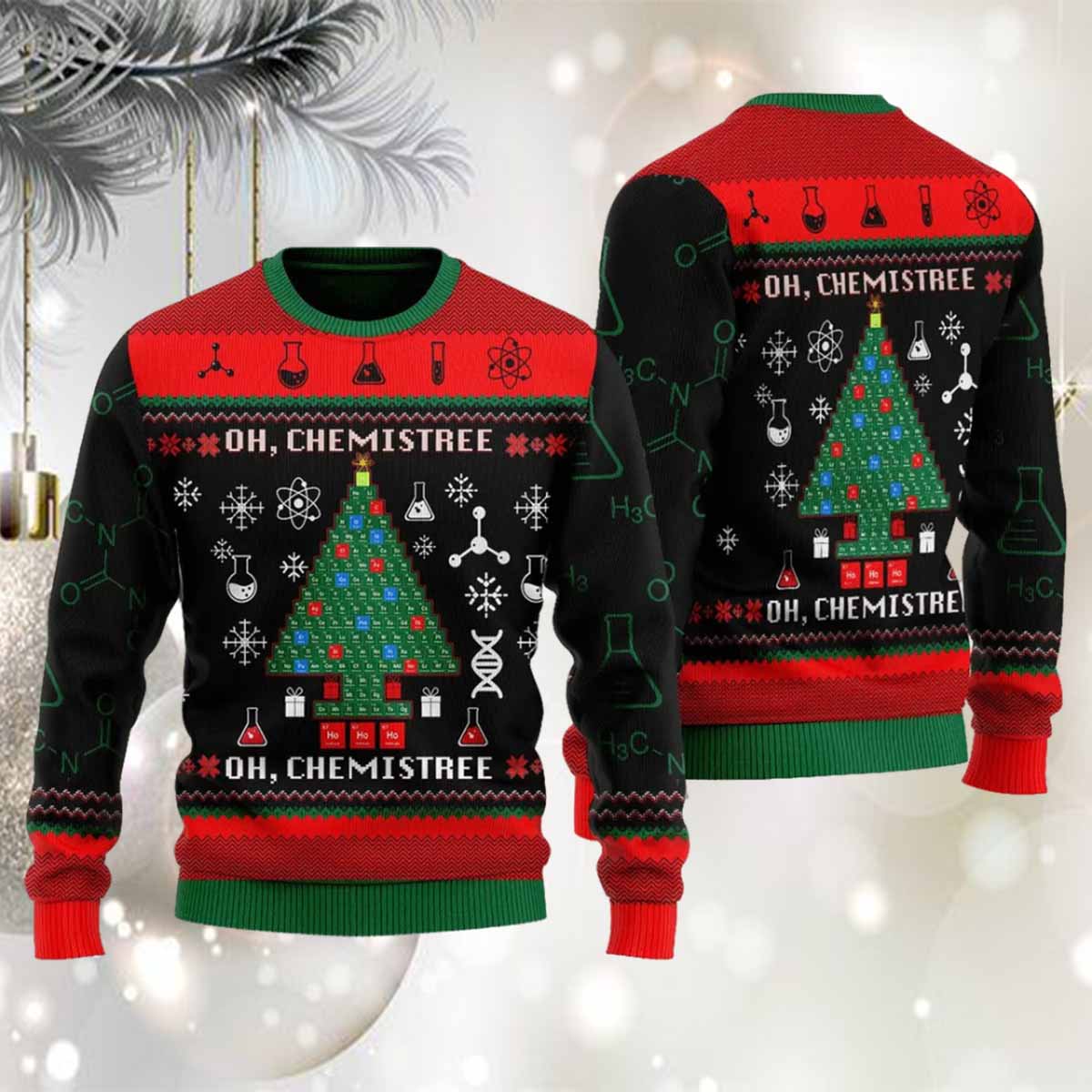 Oh Chemistree Science Ugly Christmas Sweater Oh Chemistree Science Ugly Christmas Sweater