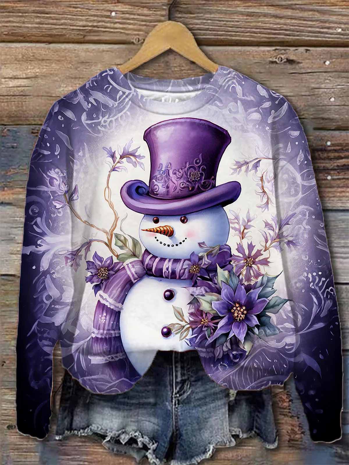Purple Snowman Long Sleeve Shirt Purple Snowman Long Sleeve Shirt