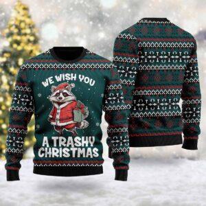 Racoon We Wish You A Trashy Christmas Ugly Sweater Racoon We Wish You A Trashy Christmas Ugly Sweater