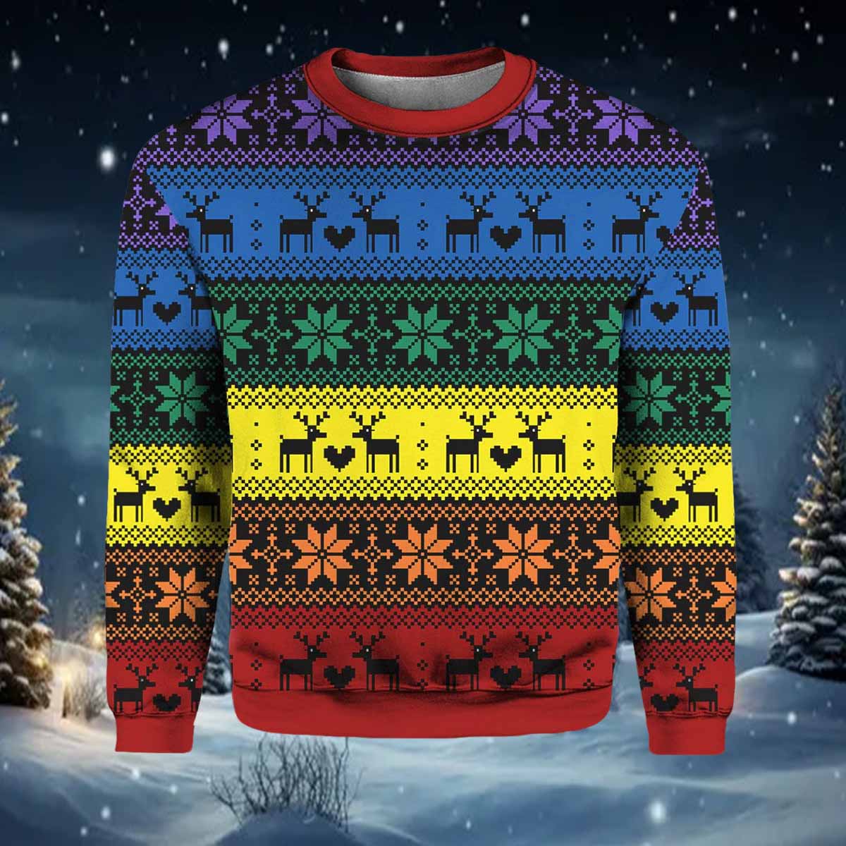 Rainbow Deer Lgbt Ugly Christmas Sweater Rainbow Deer Lgbt Christmas Sweater