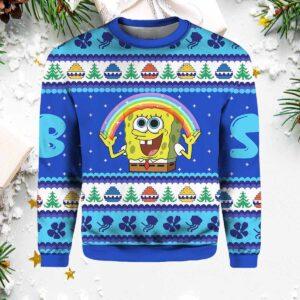 Rainbow SpongeBob Ugly Christmas Sweater Rainbow SpongeBob Ugly Christmas Sweater