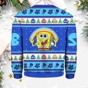 Rainbow SpongeBob Ugly Christmas Sweater 1 Rainbow SpongeBob Ugly Christmas Sweater