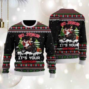 Santa God Ride Motobike Ugly Christmas Sweater