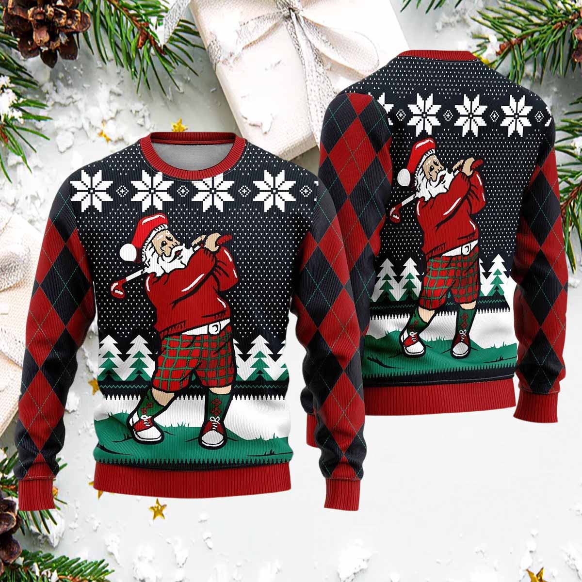 Santa Love Golf Ugly Christmas Sweater Santa Love Golf Ugly Christmas Sweater