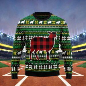 Sheep Red Plaid Ugly Christmas Sweater Sheep Red Plaid Ugly Christmas Sweater