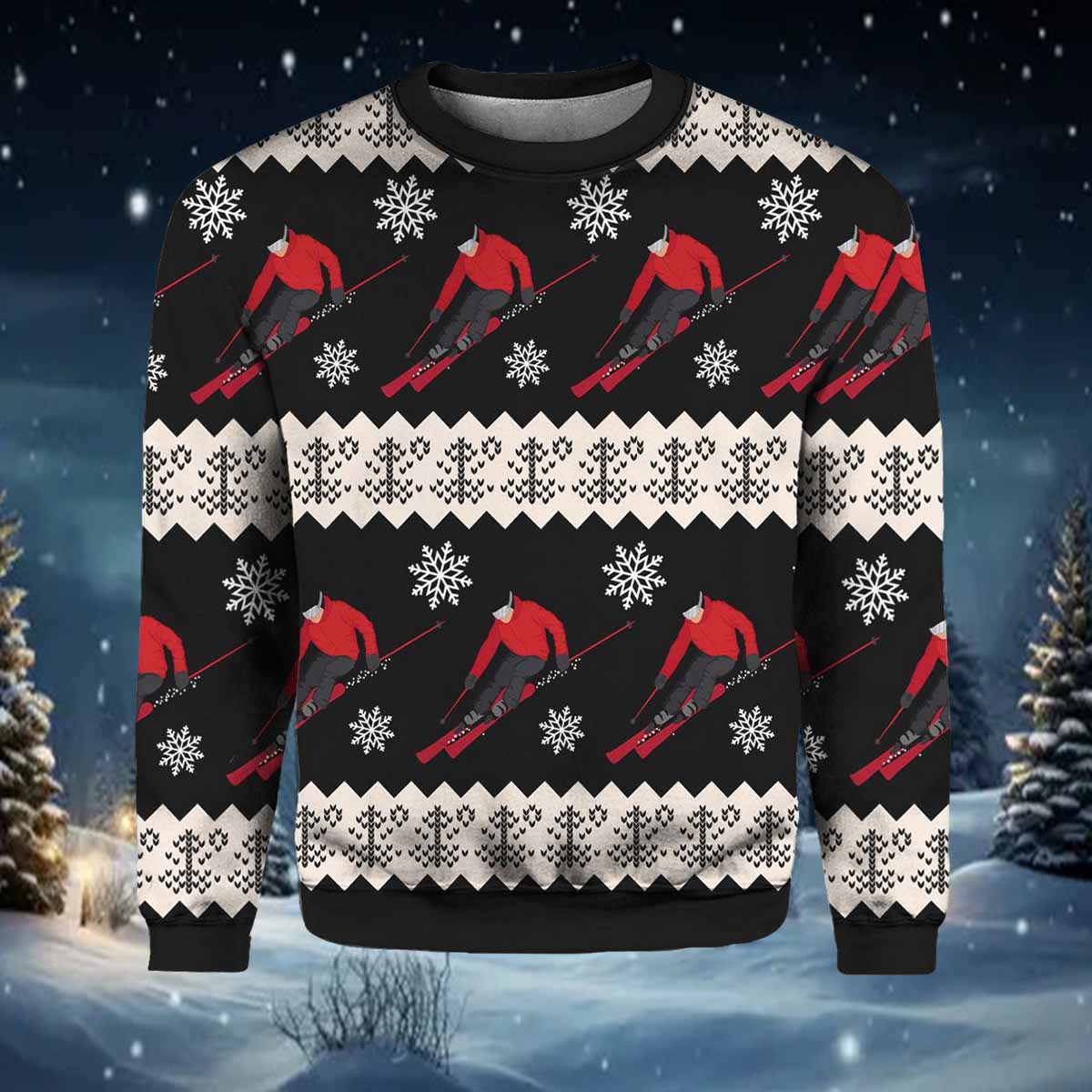 Skiing Christmas Ugly Christmas Sweater1 Skiing Christmas Ugly Christmas Sweater