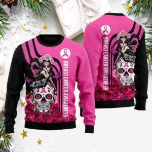 Skull Girl Breast Cancer Awareness Ugly Sweater Skull Girl Breast Cancer Awareness Ugly Sweater