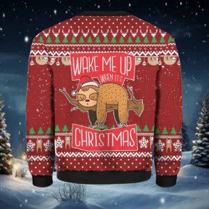 Sloth Wake Me Up Christmas 3D Print Ugly Sweater 1 Sloth Wake Me Up Christmas 3D Print Ugly Sweater
