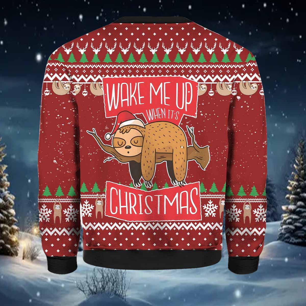 Sloth Wake Me Up Christmas 3D Print Ugly Sweater Sloth Wake Me Up Christmas 3D Print Ugly Sweater